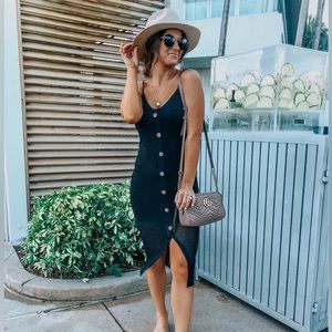 Express midi black sun dress button